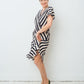 Krizia 80's silk diagonally striped navy and white summer dress