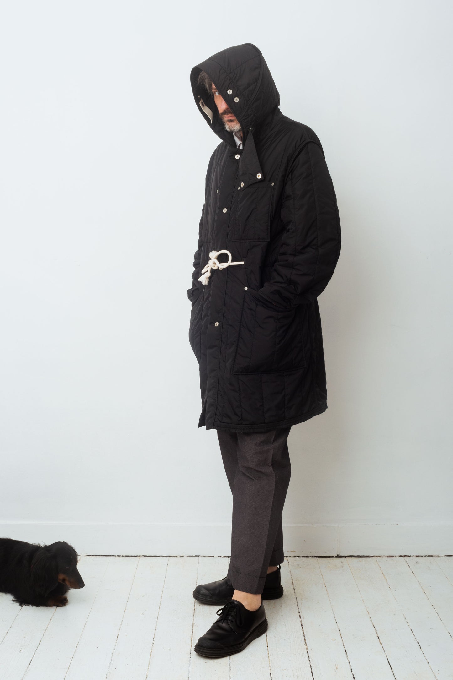 Martin Margiela FW 2018 black down coat with hood