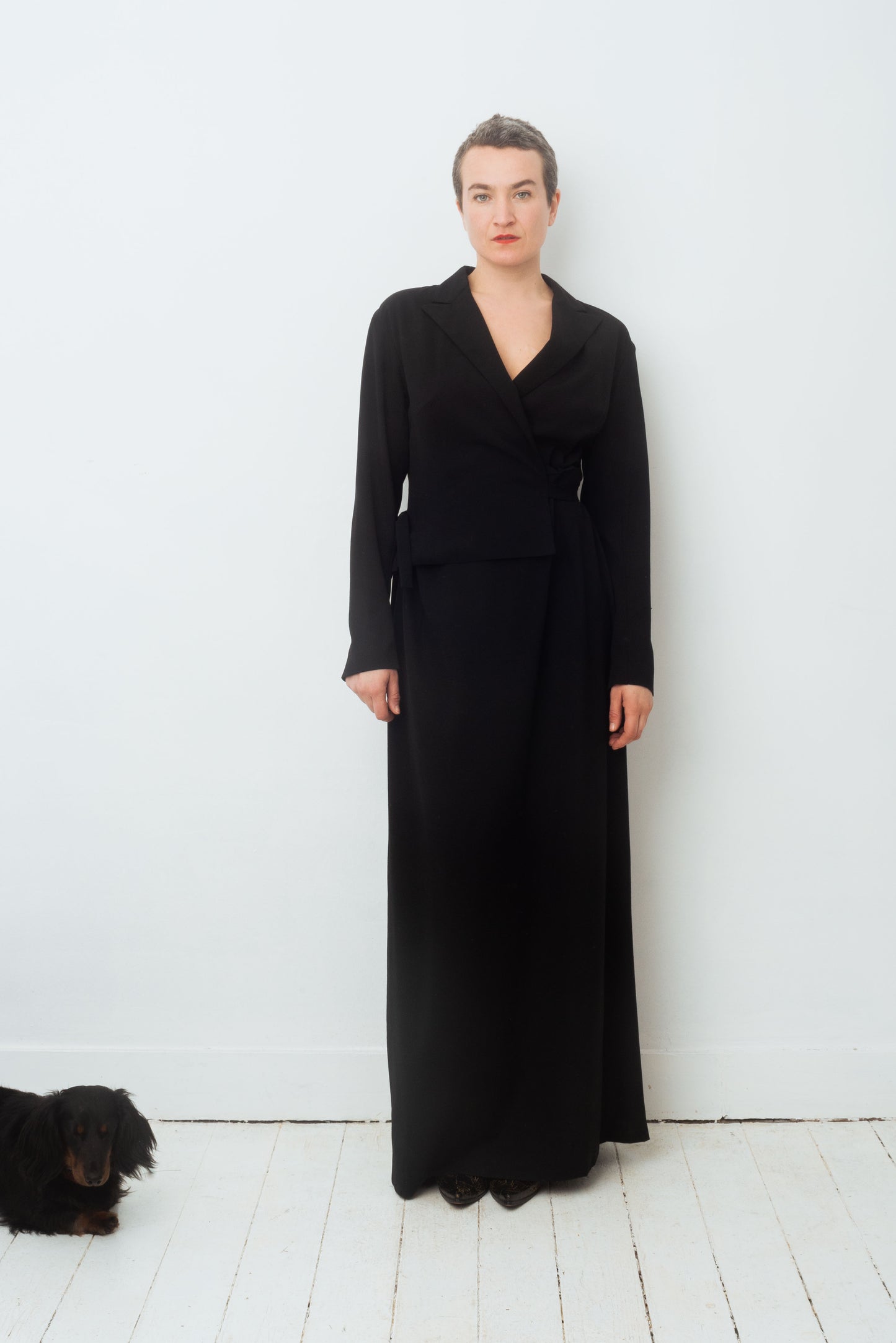 Dries van Noten 2000's black wool wrap dress