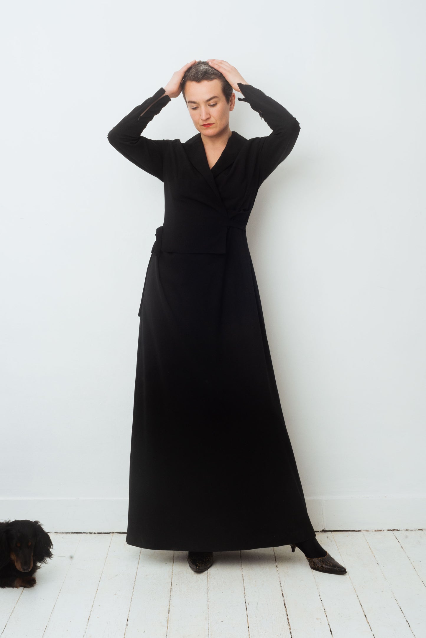 Dries van Noten 2000's black wool wrap dress