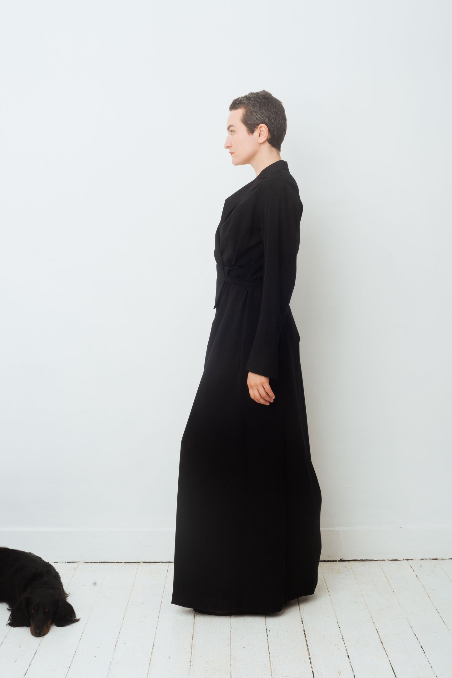 Dries van Noten 2000's black wool wrap dress