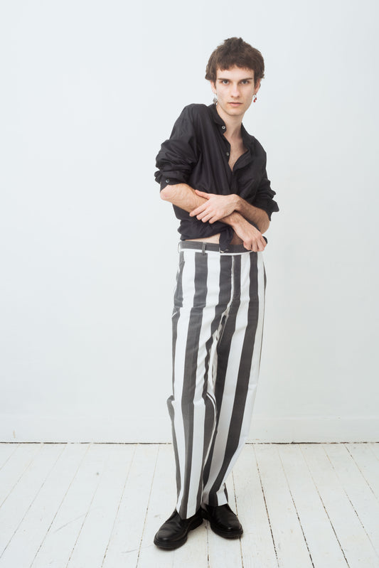 Xavier Delcour 90's cotton black and white striped pants