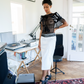 DKNY 90's white cotton straight skirt