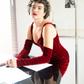 Complice 90's velvet bustier mini dress with matching sleeves