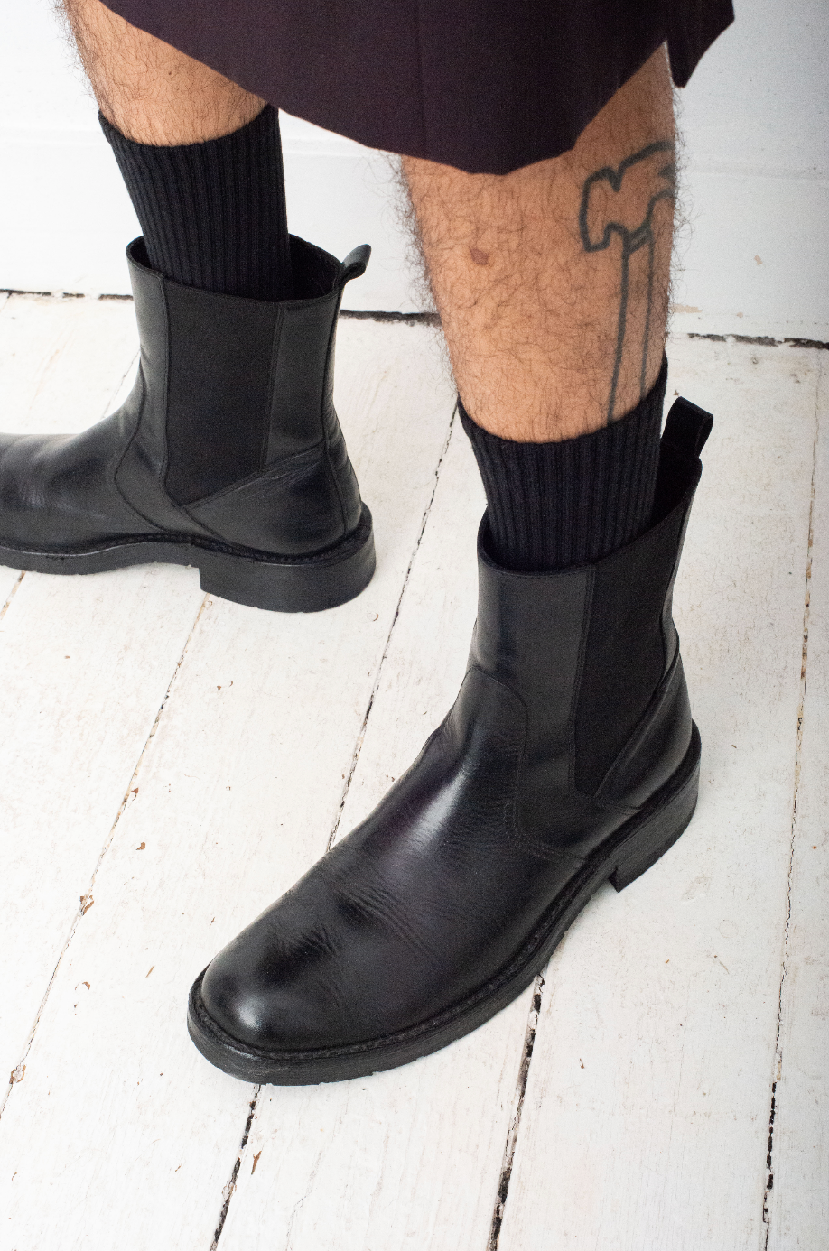 Yohji Yamamoto black leather ankle boots