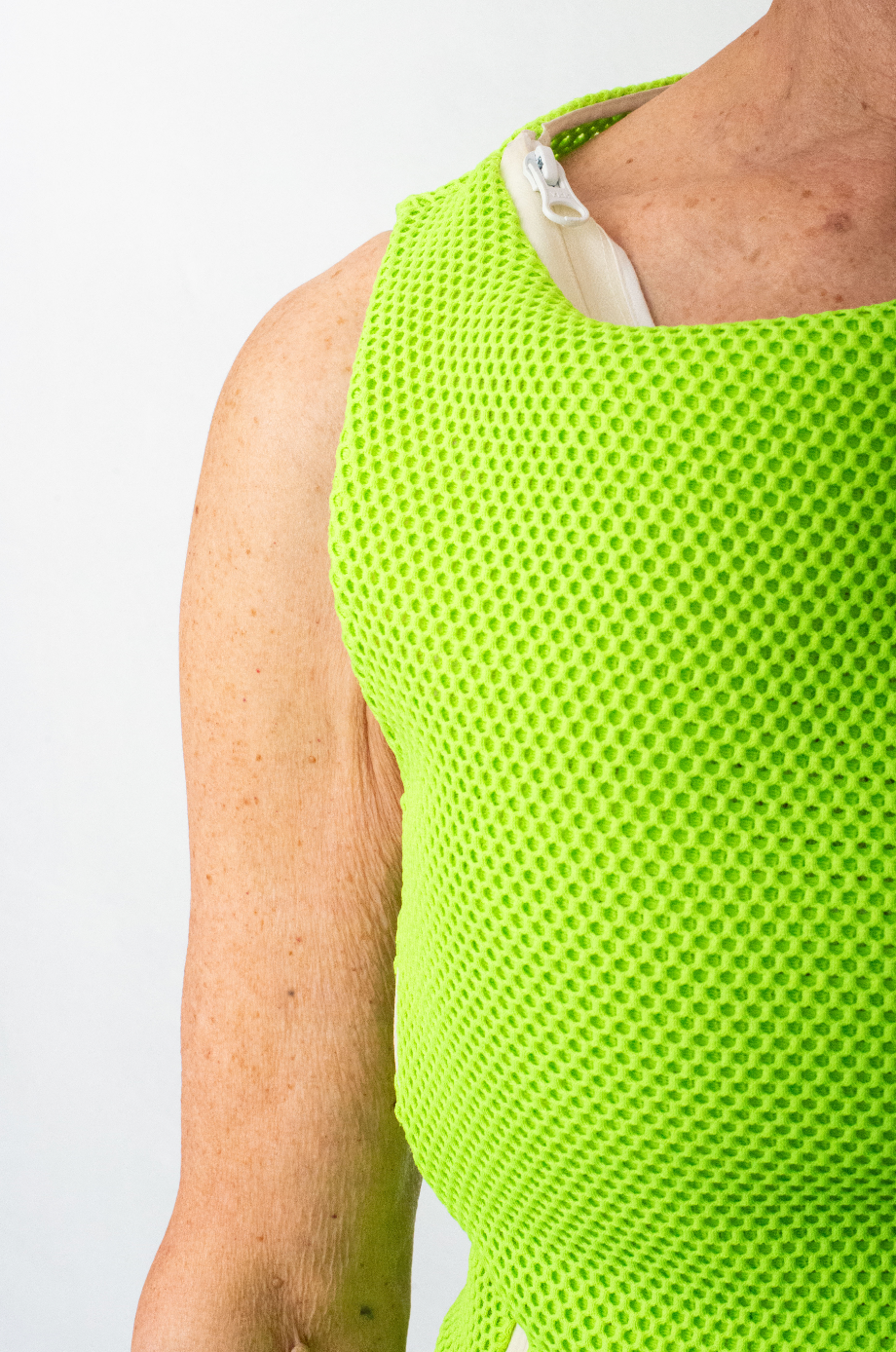 Chalayan 2000's fluorescent yellow mesh peplum top