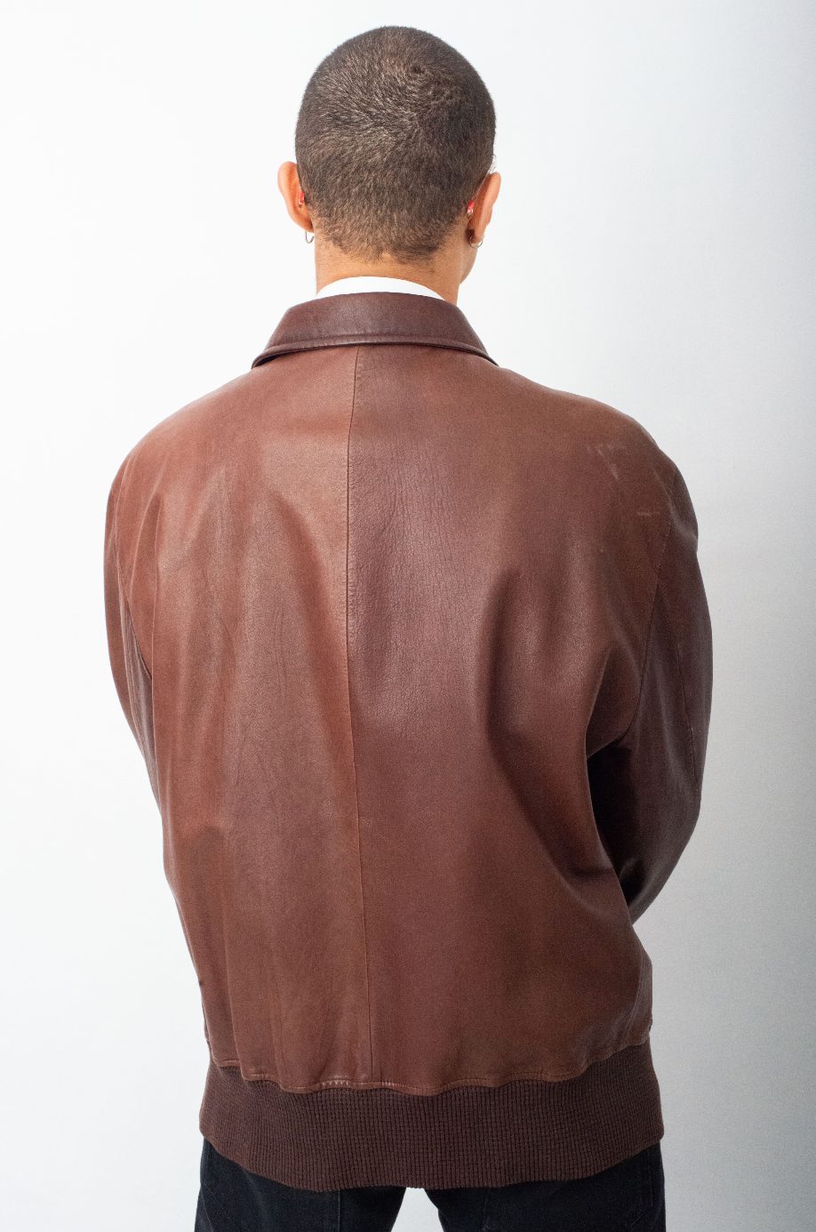 Armani 90's brown leather pilote jacket