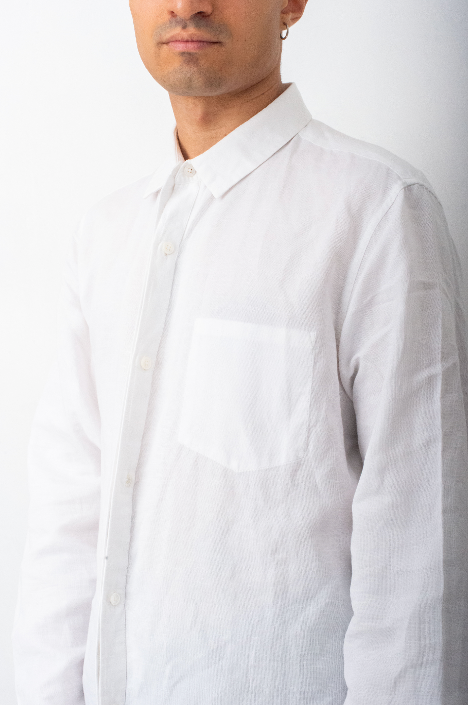 Ann Demeulemeester 2000's white linen reversed pocket and buttons shirt