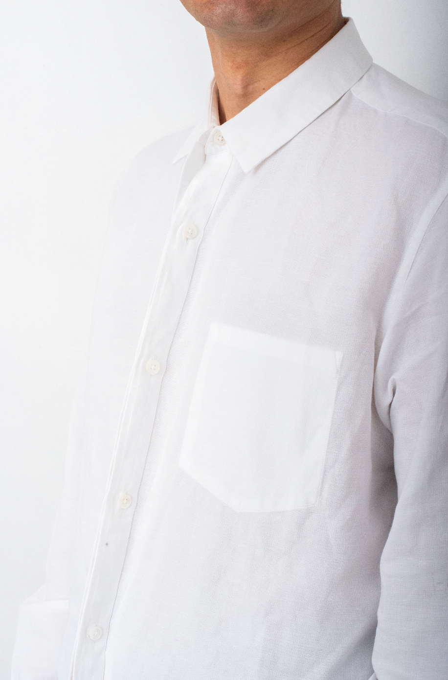 Ann Demeulemeester 2000's white linen reversed pocket and buttons shirt