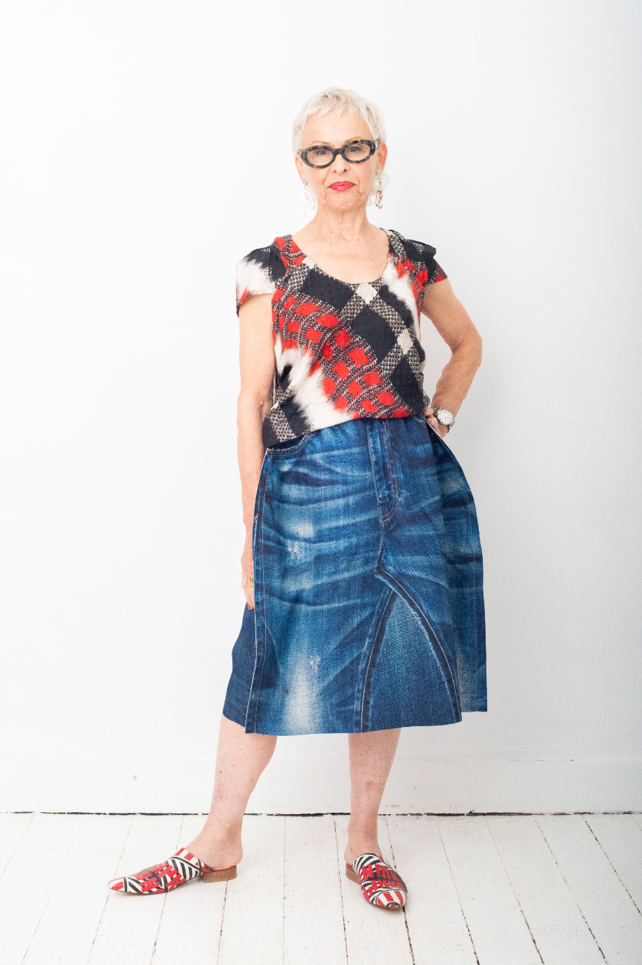 Junya Watanabe 2014 trompe l'oeil "denim" balloon skirt