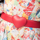 Moschino red leather heart shaped waist belt