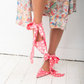 Walter Steiger pink polkadot heels with ribbons