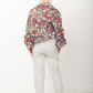 Junya Watanabe multicolour draped paisley print cotton shirt with ruffled sleeves.