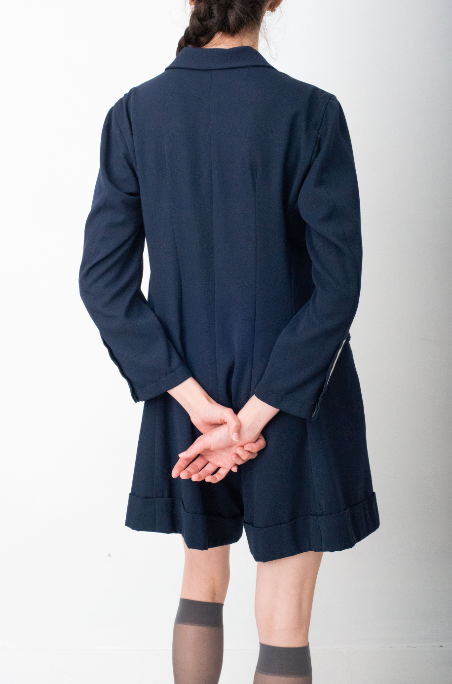 Yohji Yamamoto 1991 navy double buttoned playsuit.