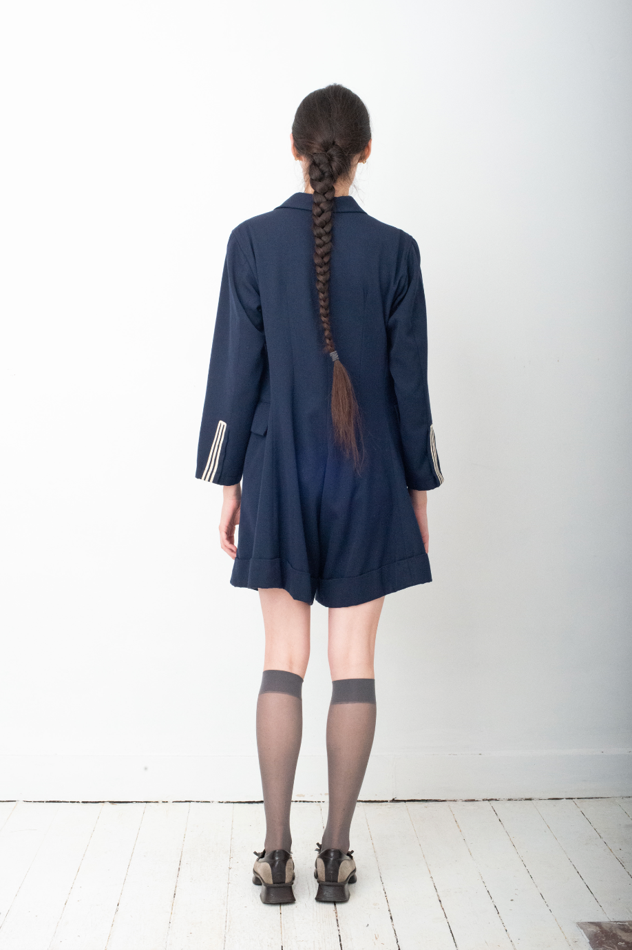 Yohji Yamamoto 1991 navy double buttoned playsuit.