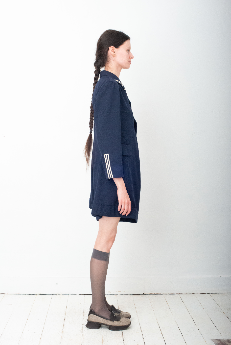 Yohji Yamamoto 1991 navy double buttoned playsuit.