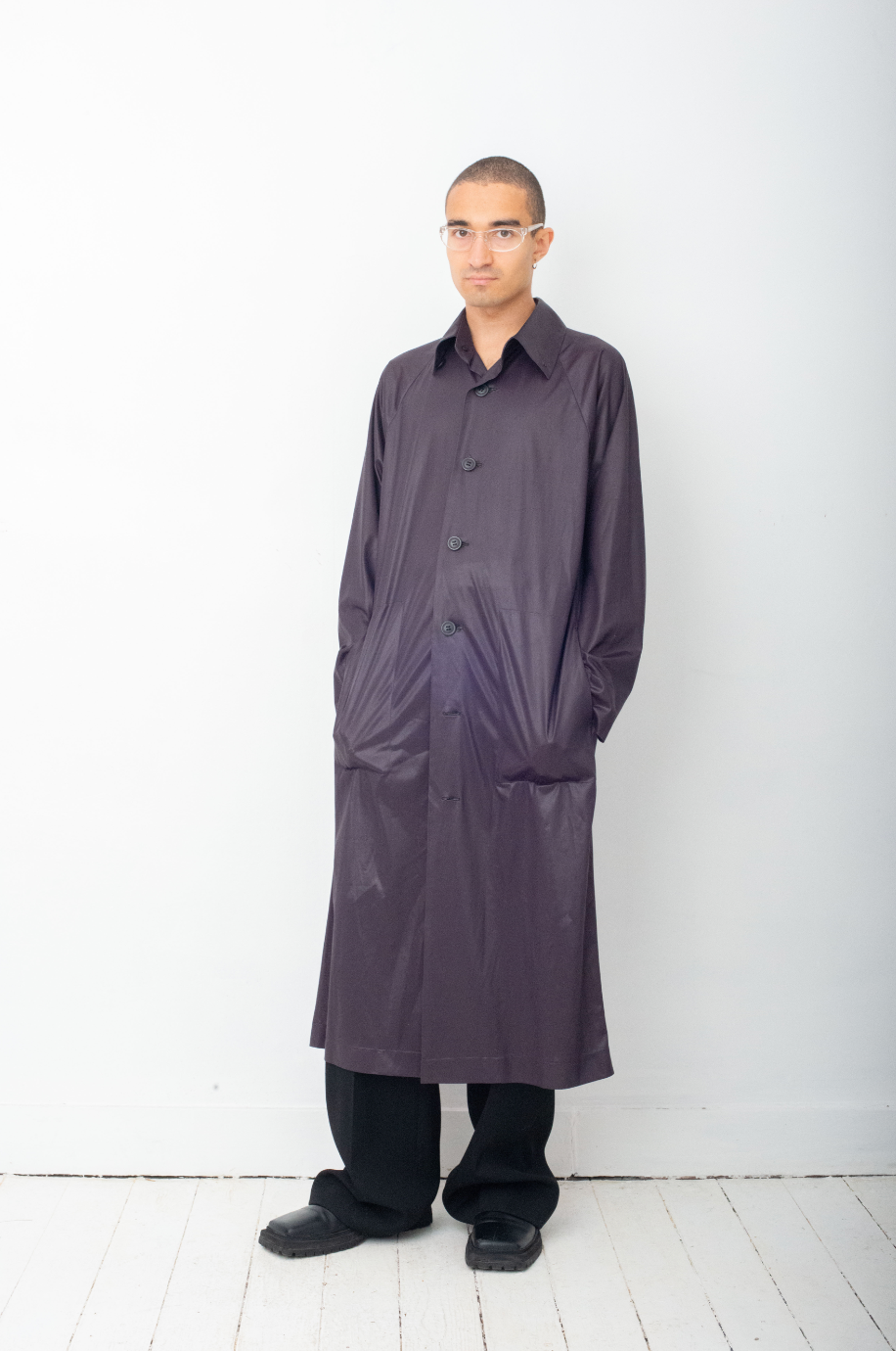 Issey Miyake Windcoat 90's plum iridescent long coat