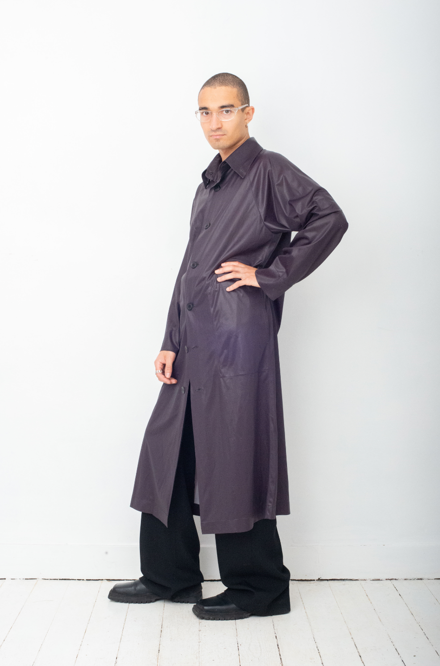 Issey Miyake Windcoat 90's plum iridescent long coat Issey Miyake Windcoat 90's plum iridescent long coat