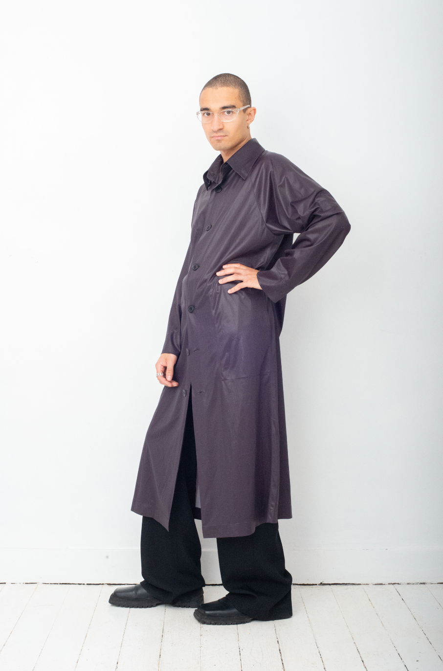 Issey Miyake Windcoat 90's plum iridescent long coat