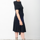 Yohji Yamamoto black crinkled dress with wide collar and side slit