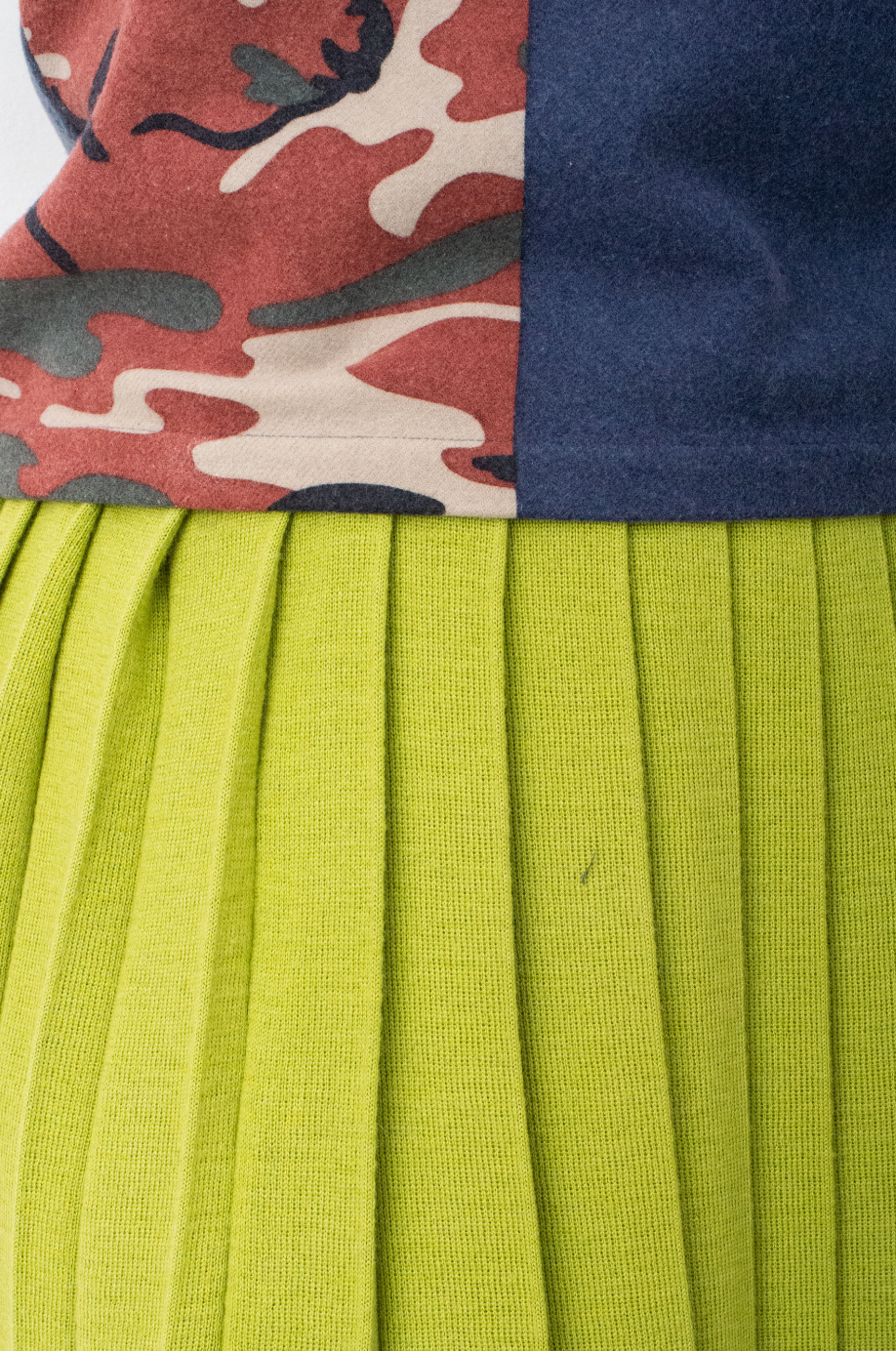 Jean Paul Gaultier 90's wool knit lime green pleated skirt