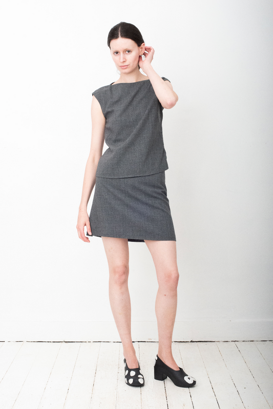 Jil Sander 90's grey light wool skirt set