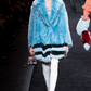 Fendi FW 2016 blue fur shearling coat with striped fox fur trims