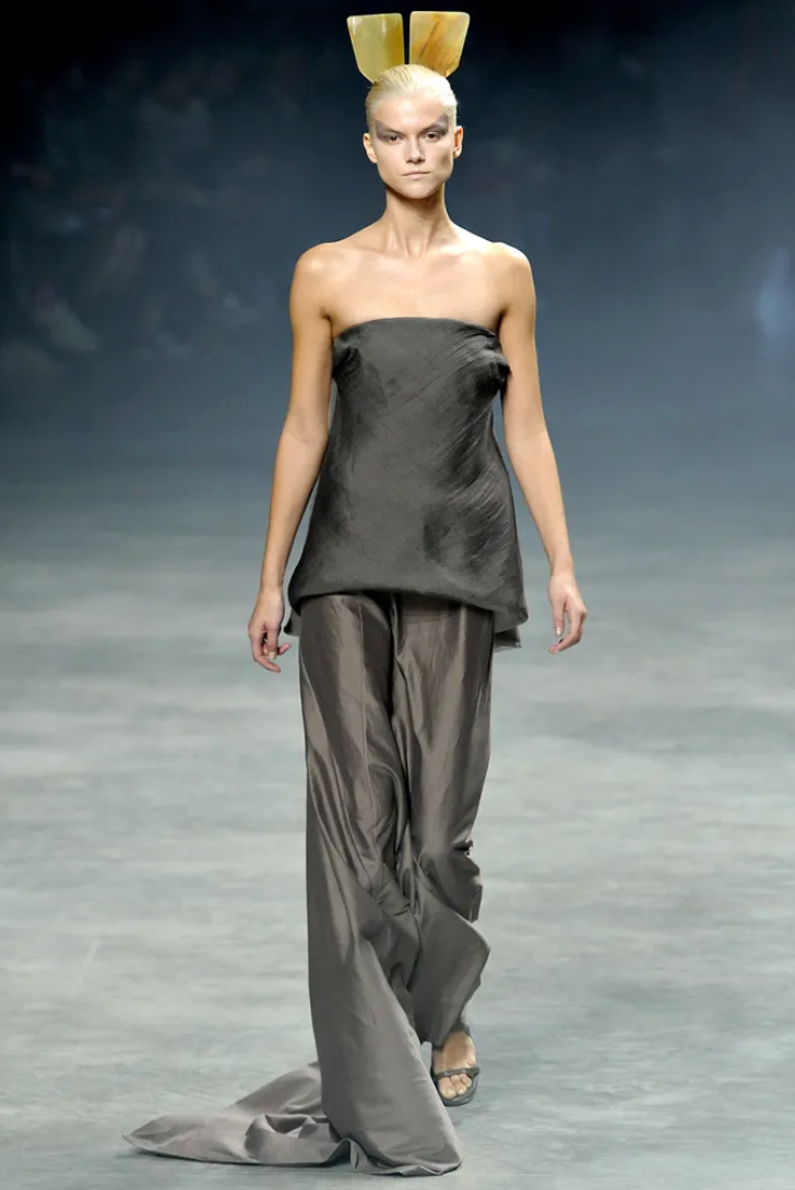 Rick Owens SS 2011 "Anthem" silk organza pearl draped bustier top