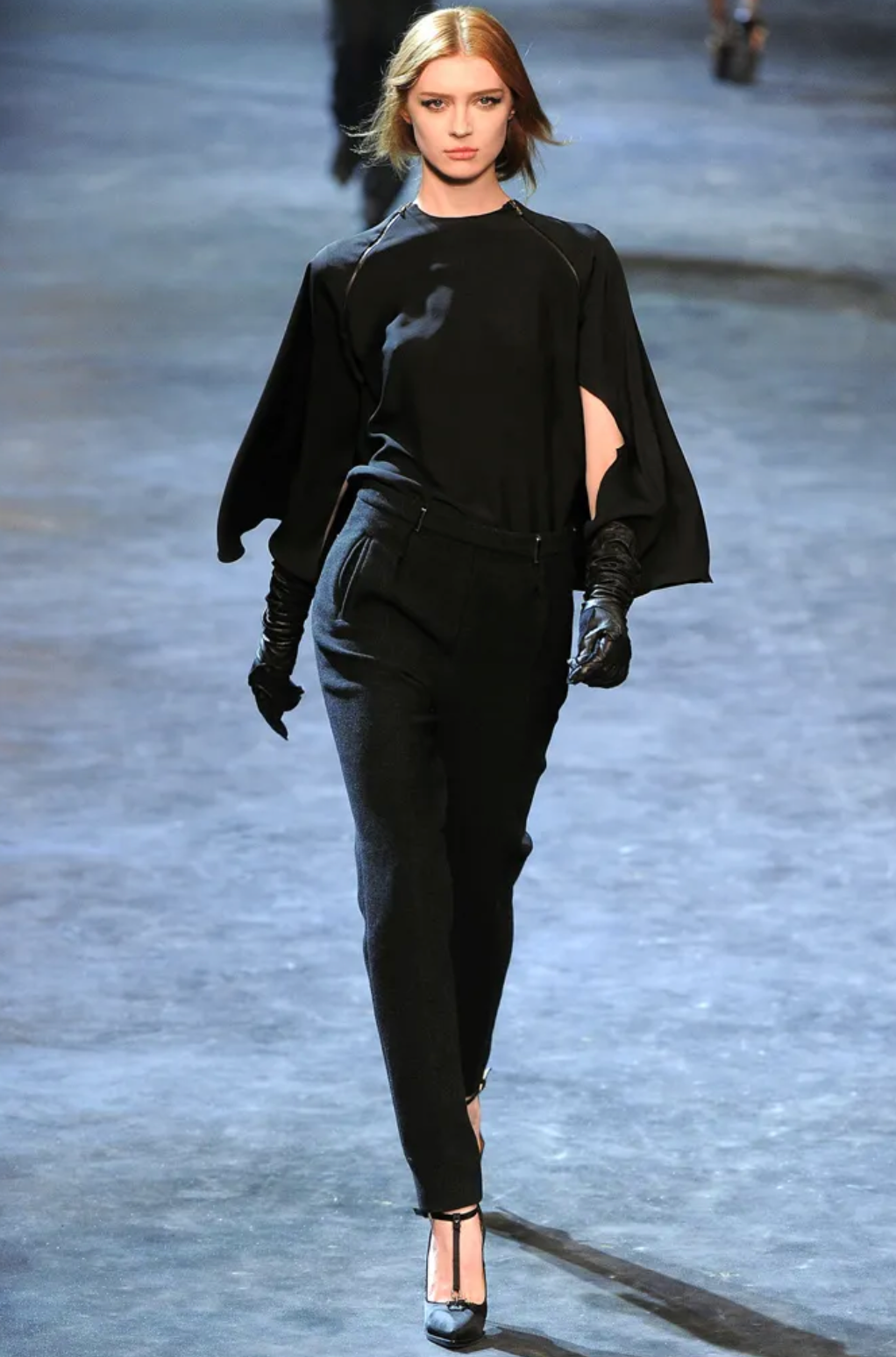 Lanvin Fall 2011 black silk dress with cape
