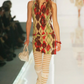 Christian Dior SS 2005 argyle zipper cardigan in yellow purple and black
