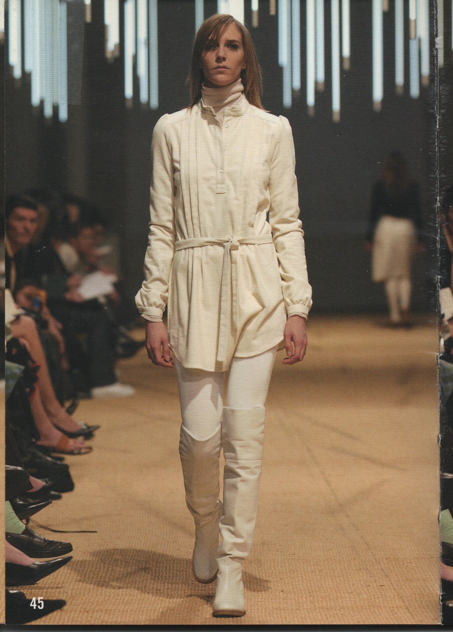 Veronique Branquinho FW 20002 cream corduroy shirt dress with belt