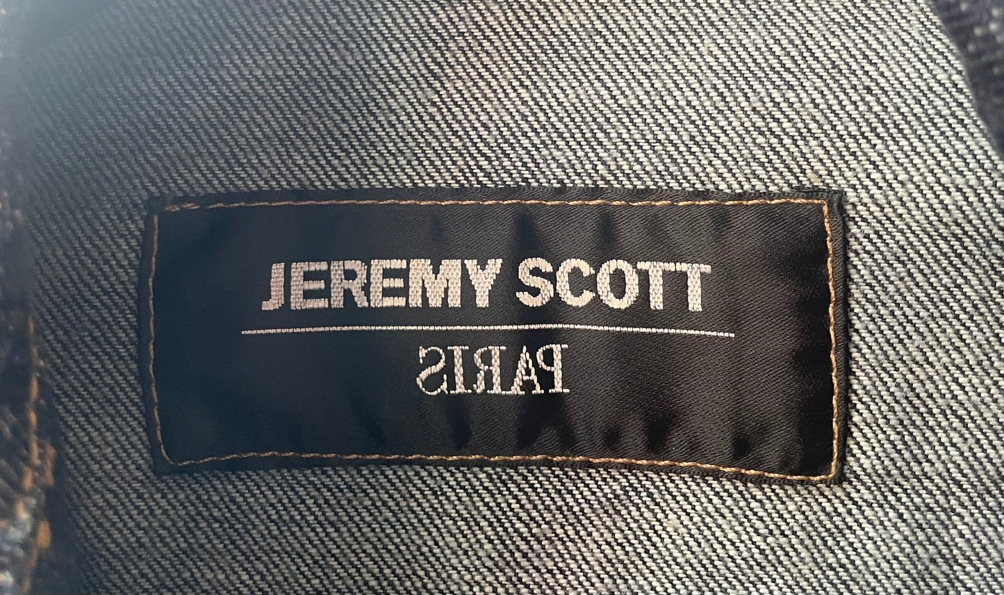 Jeremy Scott Paris 2000's denim jacket with embroidered face