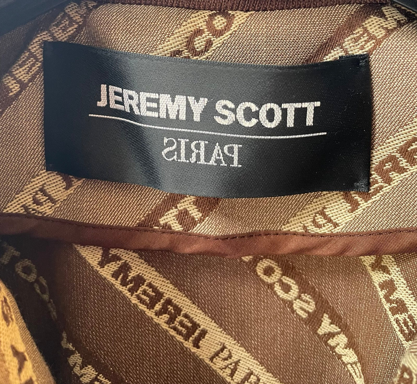 Jeremy Scott 2000's Paris brown striped motorcycle jacket