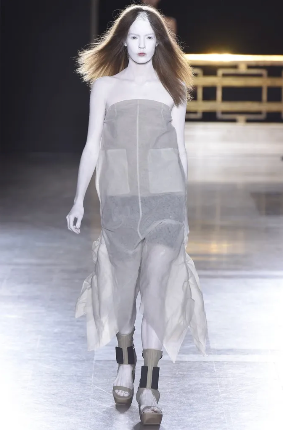 Rick Owens SS 2015 grey tulle pantsuit