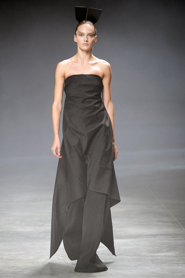 Rick Owens Spring 2011 black cotton and silk bustier dress