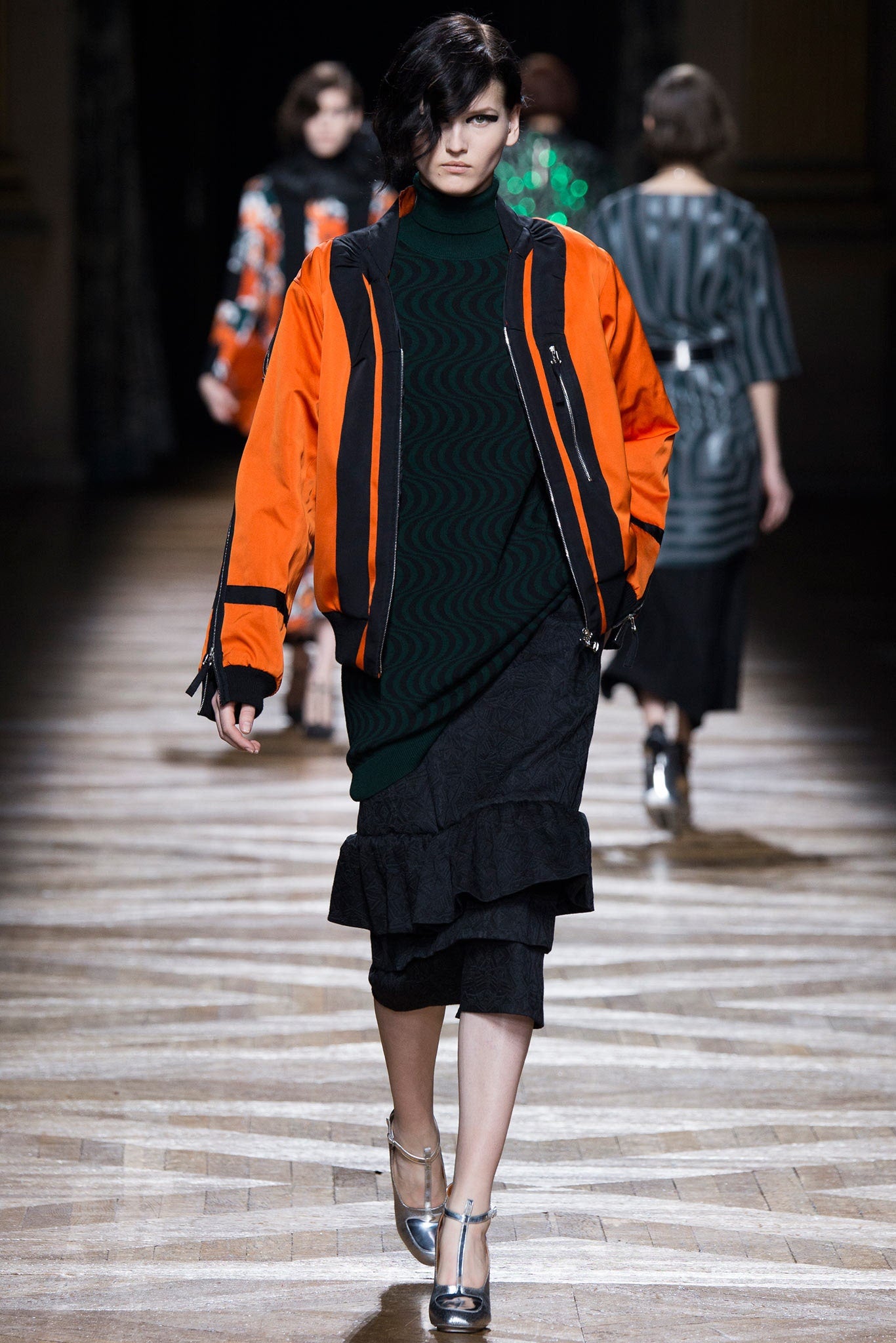 Dries van Noten FW 2014 swirl pattern green and black sweater / dress