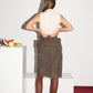 Alaïa 1980s Suede Sculpted Skirt in Brown