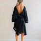 Alaïa 80's dark blue linnen dress with open back