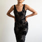 Calvin Klein 90's black floral velvet burnout bias slip gown