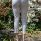 Angelo Tarlazzi  80's white leggings with silver metallic specks