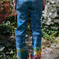Voyage Passion Y2K tie-dye jeans with butterflies and high side slits