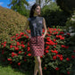 Souleiado 90s quilted red mini skirt  with graphic print
