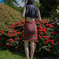 Souleiado 90s quilted red mini skirt  with graphic print