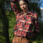 Iceberg 90s stretchy red & brown shirt with graphic print