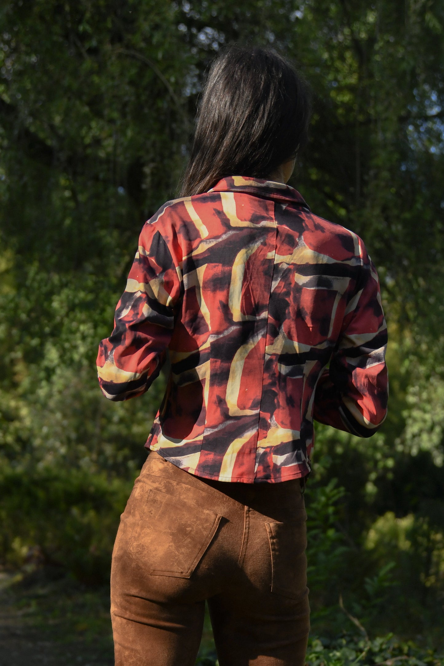 Iceberg 90s stretchy red & brown shirt with graphic print