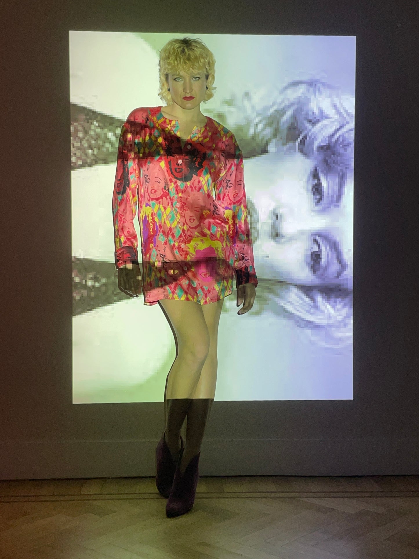 Escada 80's Marilyn Monroe Andy Warhol Pop Art print silk shirt