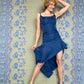 Christian Dior early 2000's blue knit silk evening dress