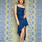 Christian Dior early 2000's blue knit silk evening dress