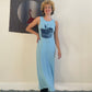 Krizia 80's light blue cotton maxi painter's dress