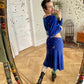 Sonia Rykiel 90's towel fabric blue skirt and sweater set